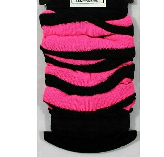Black and Pink Strips Women Girls Leg Warmers Footless Slouch Socks 80s Dance Ballet Fancy Dress Hen